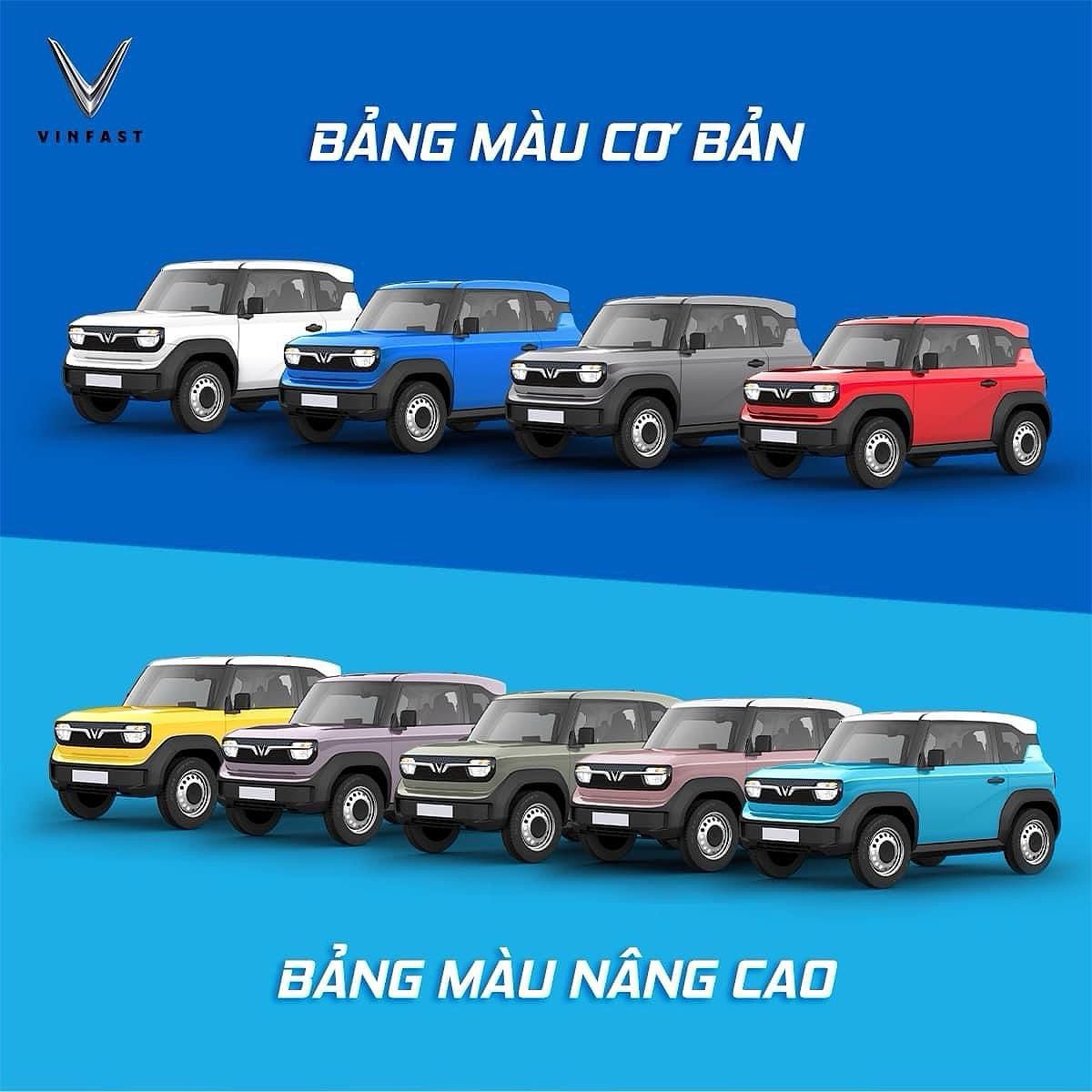 Bảng màu xe Vinfast VF3 mới nhất