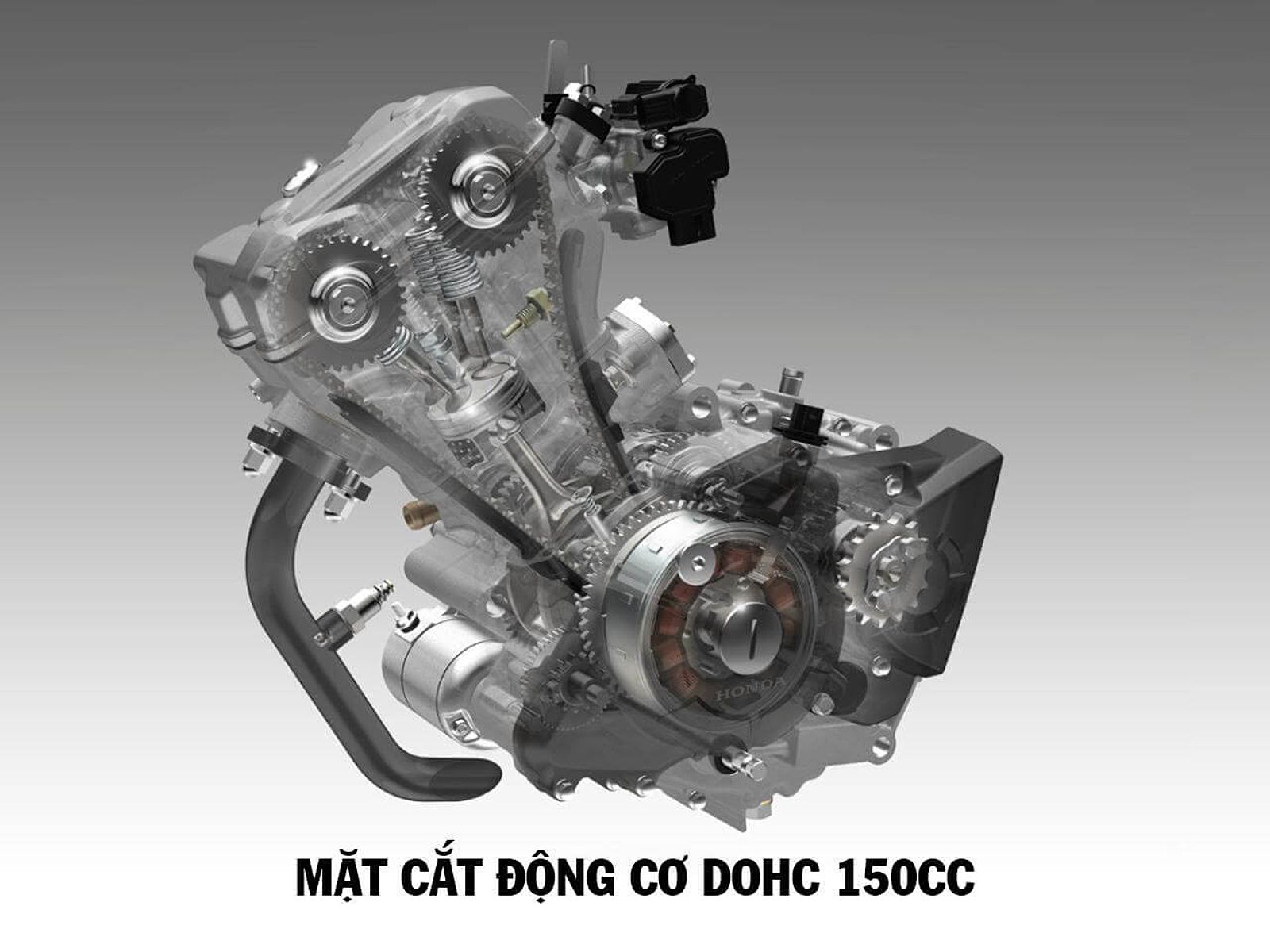 Động cơ DOHC 150cc đầy uy lực