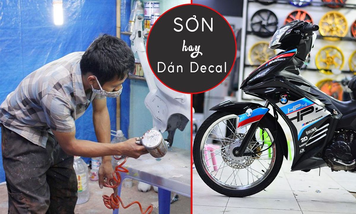 So sánh hai dịch vụ sơn xe và dán decal xe máy